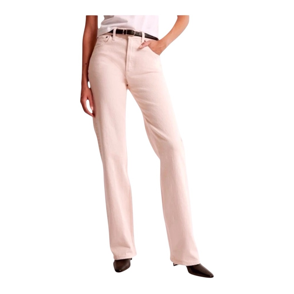 Abercrombie & Fitch The 90’s Relaxed Jeans High Rise Curve Love in Pale Pink